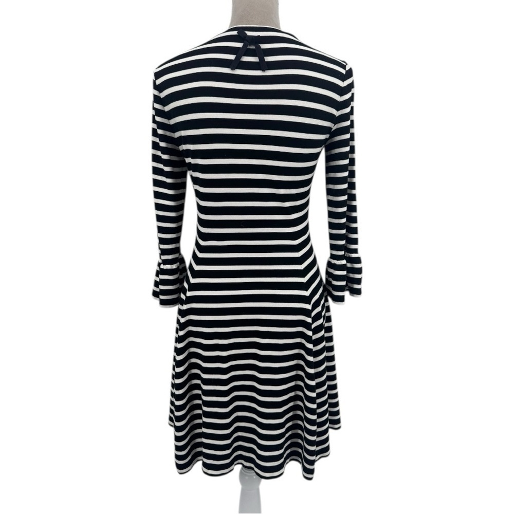 Kate Spade Broome Street Black White Stripe Dress Fit & Flare Pockets Size Small - Picture 4 of 9